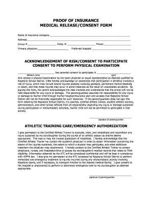 Medical Release/Consent Form for School Athletics