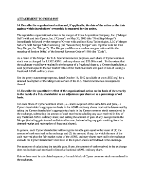 Fillable Online ATTACHMENT TO FORM 8937 14. Describe the organizational ...
