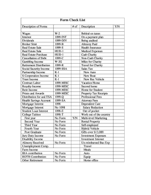 IRS Tax Form Checklist