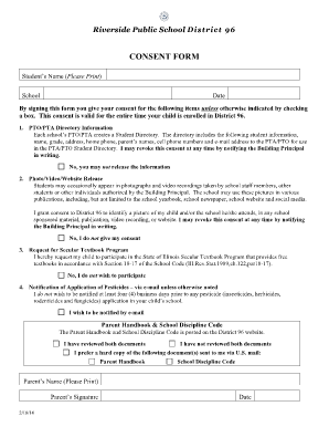 Riverside Public School District 96 Consent Form