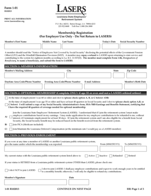 Louisiana LASERS Membership Registration Form 1-01