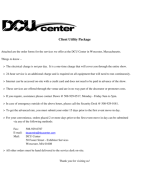 DCU Center Electrical and Telephone Service Order Form