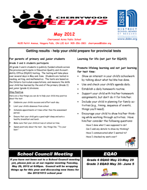 May 2012 School Council Meeting School Council Meeting EQAO - cherrywood dsbn