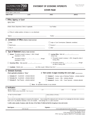 California Form 700 Statement of Economic Interests