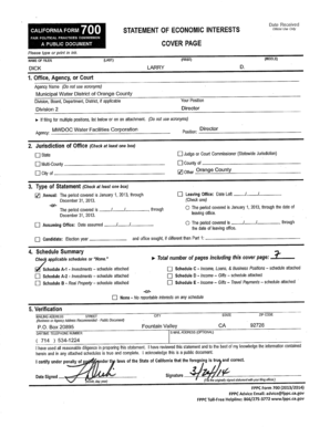 California Form 700 Statement of Economic Interests