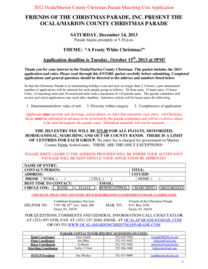 2013 Marching Application - The Ocala Christmas Parade