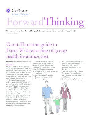 Form W-2 Reporting Guide for Group Health Insurance Cost