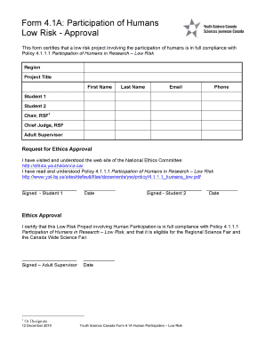 Form 4.1A Human Participation Low Risk