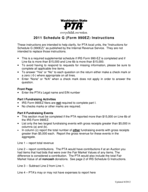 Schedule G (Form 990EZ) Instructions