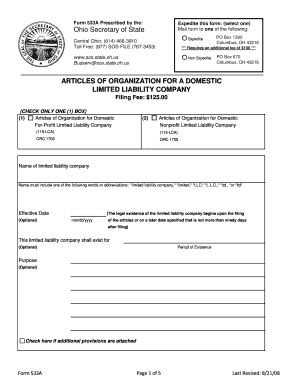 Article of incorporation for llc - LLC Articles of Organization