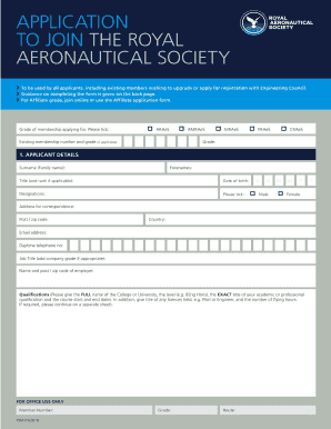 Royal Aeronautical Society Membership Application Form