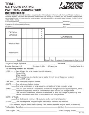 US Figure Skating Pair Trial Judging Form