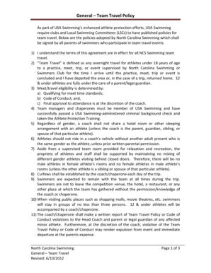 North Carolina Swimming Team Travel Policy