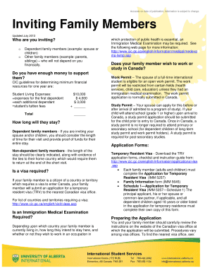 Canada Family Member Invitation Letter