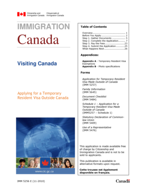 Canada Temporary Resident Visa Application