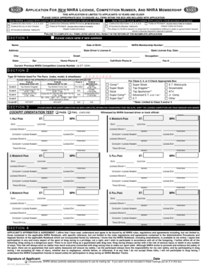 NHRA License Application Form