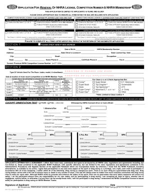 NHRA License Renewal Application
