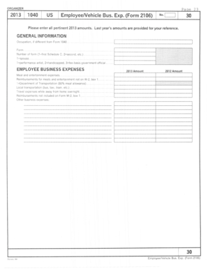 Employee Vehicle Business Expense Form 2106