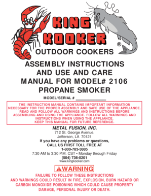 King Kooker Propane Smoker Assembly Instructions