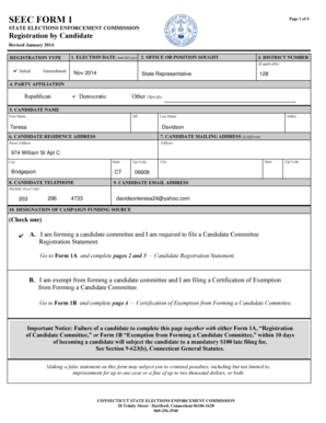 Connecticut Candidate Registration Form