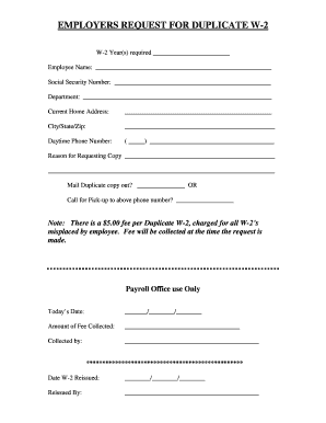 Employer Request for Duplicate W-2