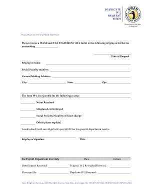 W-2 Reissue Request Form
