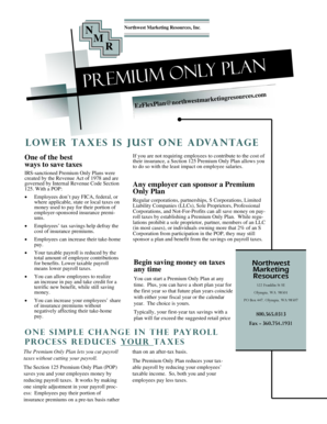 Section 125 Premium Only Plan Application