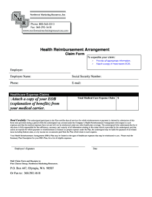 Health Reimbursement Arrangement Claim Form
