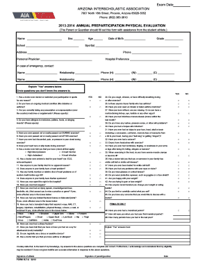 Arizona Annual Preparticipation Physical Evaluation