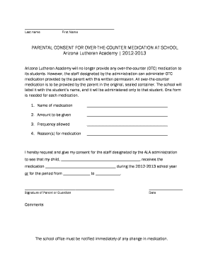 Parental Consent for Over-the-Counter Medication at School