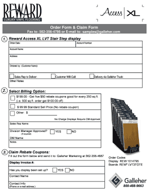 Luxury Vinyl Flooring Stair Step Display Order Form