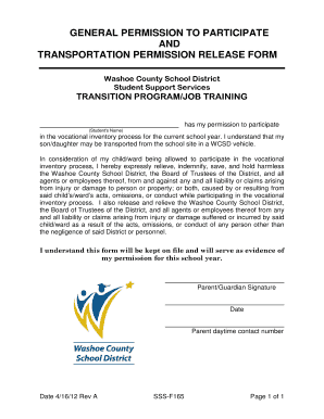 Washoe County Student Support Services Permission Form