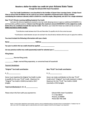 Arizona Schools With Heart Foundation Tax Credit Form