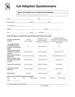 Cat Adoption Questionnaire