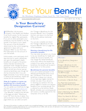 Change in Beneficiary for Life Insurance Benefit