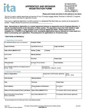 Apprentice and Sponsor Registration Form