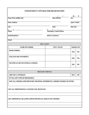 Independent Contractor Registration Form