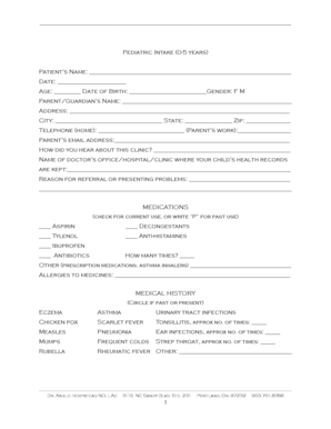 Pediatric Intake Form