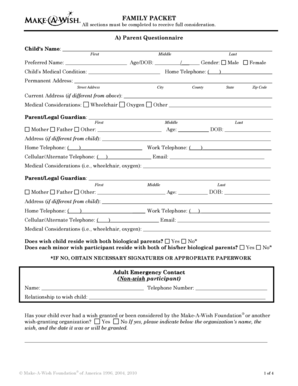 Make-A-Wish Family Packet