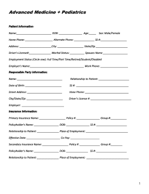 Advanced Medicine + Pediatrics Patient Information Form