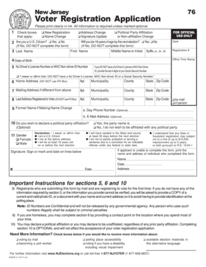 New Jersey Voter Registration Application