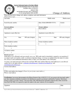 Change of Address form - Illinois Teachers Retirement System - trs illinois