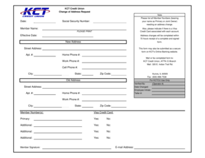 KCT Credit Union Change of Address Request