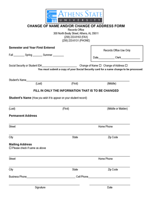 Change of Name and Address Form