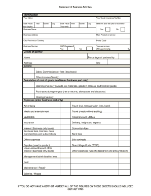 Statement of Business Activities