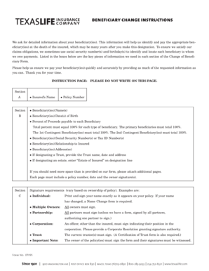 Change of Beneficiary Form