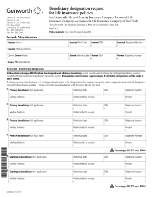 Beneficiary Designation Request for Life Insurance Policies