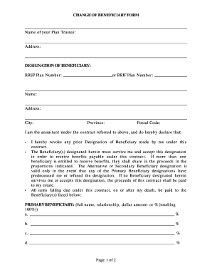 Change of Beneficiary Form