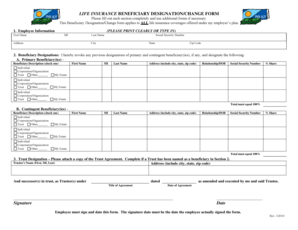 Life Insurance Beneficiary Designation Form