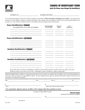 Change of Beneficiary Form